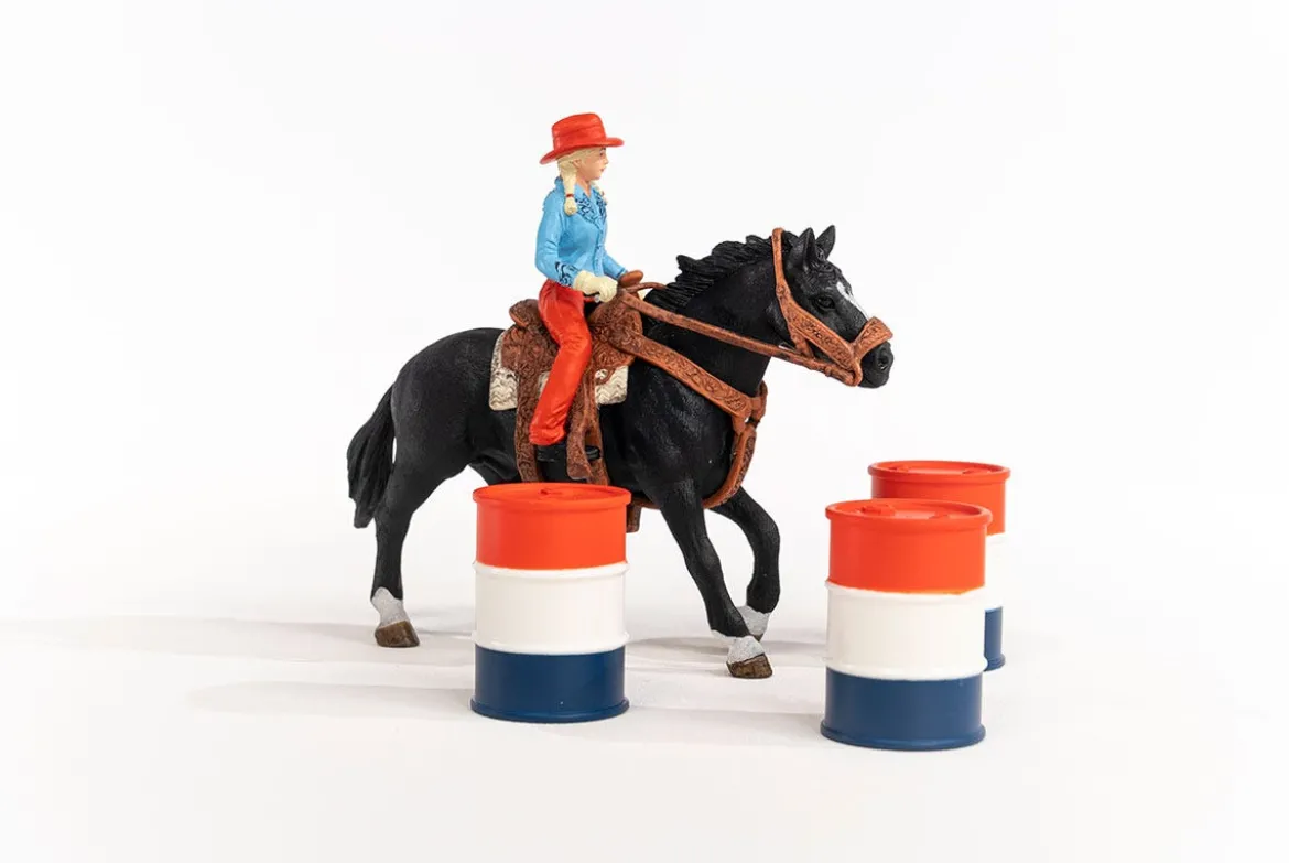 Barrel Racing Avec Une Cowgirl