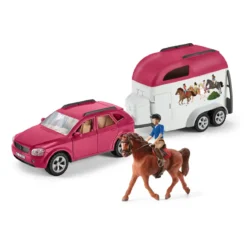 Voiture avec remorque pour chevaux